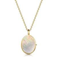 LOVELOX Lockets Women's Black Mother Of Pearl Oval Locket in Gold