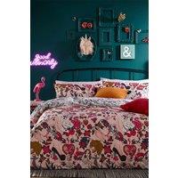 Furn Inked Tattoo Inspired Reversible Duvet Cover Set in Light Pink | Size: Super King