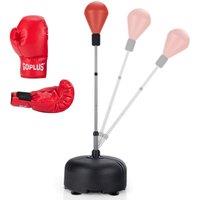 Costway Punching Bag with Stand & Gloves Freestanding & Height Adjustable Boxing in Red