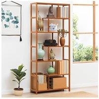 H&O Direct 7-Tier Wooden Bookcase Display Stand in Brown