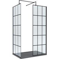 Balterley 8mm Glass Wetroom Screens Frame Design & Tray 1200 x 900mm in Black