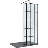 Balterley 8mm Glass Wetroom Screen, Return Black Framed & Tray 1200 x 900mm