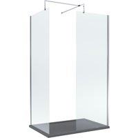 Balterley 8mm Glass Wetroom Screens Chrome & Slate Grey Tray 1200 x 900mm in Silver