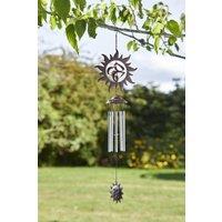mysmartbuy Rusty Sun Windchime - 72 cm Tuned Garden Chime with Rustic Sun Motif, Outdoor Use in Bronze