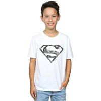 DC Comics Boy's Superman Marble Logo T-Shirt in White | Size: 5-6 Years