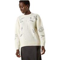 Roman Women's Floral Sequin Knit Jumper in Ivory | Size: 12