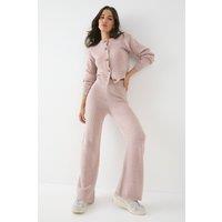 MissPap Women's Cosy Button Down Cardigan & Trouser Co Ord in Mauve | Size: XS/S