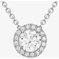 T.H.Baker Women's 9ct White Gold Round Halo Necklet 5.19.7304 in Silver | Size: 18 inches