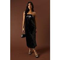 Oasis Women's Occasion Clear Sequin Bandeau Maxi Dress in Black | Size: 8