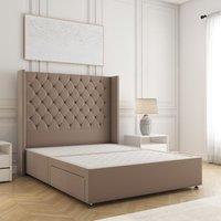 BSSPOKE Winchester Divan Bed Plush Velvet 54Headboard No Mattress No Drawers in Bronze | Size: Single