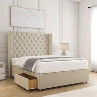 BSSPOKE Winchester Plush Divan Bed 54Headboard 2Drawers Footend No Mattress in Cream | Size: King