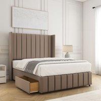 BSSPOKE Zoe Divan Bed Plush Velvet 54Headboard 2 Drawers Footend No Mattress in Bronze | Size: Super King
