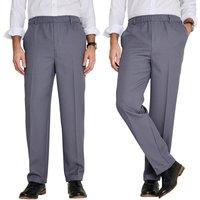 Chums Men's Pack of 2 Elasticated Waist Pull-On Trousers in Grey | Size: 36R
