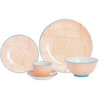 Nicola Spring 30 Piece Hand-Printed Dinner Set in Orange