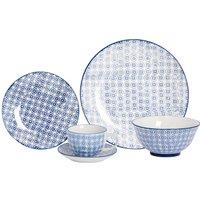 Nicola Spring 30 Piece Hand-Printed Dinner Set in Navy