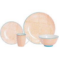 Nicola Spring 24 Piece Hand-Printed Dinner Crockery Set in Orange