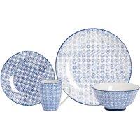 Nicola Spring 24 Piece Hand-Printed Dinner Crockery Set in Navy