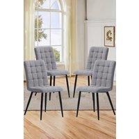 Living and Home 4pcs Tufted Modern Armless Dining Chairs Upholstered Dressing Chairs in Grey
