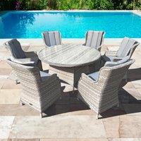 Oseasons Knightsbridge XL Rattan 6 Seat Dining Set in Dove Grey with Aluminium Frame