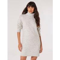 Apricot Women's Chunky Knit Jumper Mini Dress in Grey | Size: 18