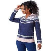 Roman Women's Petite Fairisle Zip Detail Jumper in Navy | Size: 12