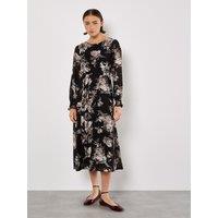 Apricot Women's Silhouette Floral Chiffon Midaxi Dress in Black | Size: 12