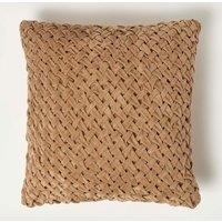 Homescapes Sofia Pleated Velvet Cushion in Taupe | Size: 45 cm x 45 cm