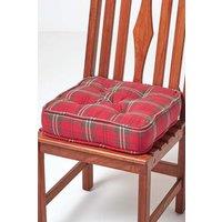 Homescapes Edward Tartan Cotton Dining Chair Booster Cushion in Red | Size: 40 cm x 40 cm
