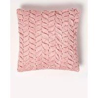 Homescapes Grace Pleated Velvet Cushion in Pink | Size: 45 cm x 45 cm