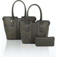 Fontanella Fashion Women's Cucitura Elegant 3in1 PU Leather tote Handbags with purse in Olive