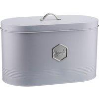 Cooks Professional Bread Bin Metal Kitchen Storage Canister with Silver Nameplate in Grey