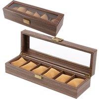 Xample Luxury PU Leather Watch Display Case 10 Grid Storage Organizer Box in Brown | Size: Small