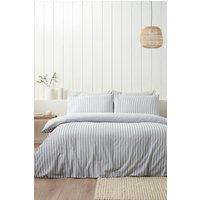 Catherine Lansfield 'Brushed Cotton Stripe' Duvet Cover Set in Silver | Size: Super King