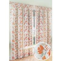 Tyrone Textiles Mia' Floral Print Voile Panels Pair with Rod Pocket Header in Burnt Orange | Size: 140 cm width x 229 cm drop