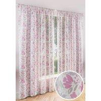 Tyrone Textiles Mia' Floral Print Voile Panels Pair with Rod Pocket Header in Pink | Size: 140 cm width x 183 cm drop
