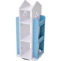 Living and Home 4-Tier Castle Rotating Bookshelf Storage Rack Organiser in Blue
