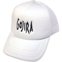 Gojira Band Logo Logo Trucker Baseball Cap in White