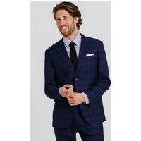 Dobell Men's Navy with Blue Overcheck 2 Piece Suit | Size: 42R