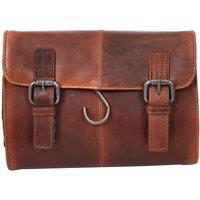 Mens Real Leather Hanging Toiletry Wash Bag Shaving Kit Pouch Cruise Black