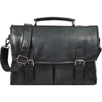 House of Leather Men's Mens Real Leather Briefcase Large Size Messenger Bag Tom Brown in Black