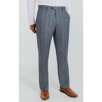 Dobell Men's Light Blue Check Suit Trousers | Size: 36R