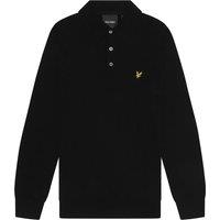 Lyle & Scott Men's Knitted Cotton Merino Long-Sleeved Polo Shirt in Black | Size: 2XL