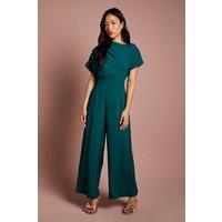 Coast Women's Petite Pleat Off-The Shoulder Jumpsuit in Emerald | Size: 8