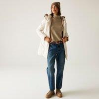 Regatta Women's Sabinka Hooded Waterproof Longline Insulated Jacket in Beige | Size: 14