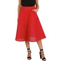 Cutie London Women's Mesh A-Line Midi Skirt in Red | Size: 8