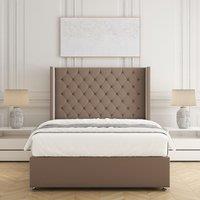 BSSPOKE Winchester Divan Bed Set Plush Velvet 54Headboard Mattress No Drawers in Bronze | Size: Single