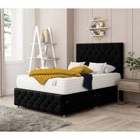 Bed Choices Regency Upholstered Divan Bed With 2 drawers, Mattress & 54 Floor Standing Headboard in Black | Size: Small Double