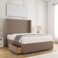 BSSPOKE Winchester Plush Divan Bed 54 Headboard 2Drawers Footend & Mattress in Bronze | Size: King