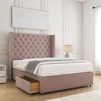 BSSPOKE Winchester Plush Divan Bed 54 Headboard 2Drawers Footend & Mattress in Pink | Size: Small Double