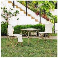 Living and Home 3-Piece Folding Camping Table & Chairs Set - Lightweight Carbon Steel Frame, Portable Roll-Up Design for Camping, Picnics, Fishing &